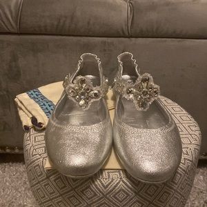 🔥Tory Burch Ballet Shoes in Metallic Silver Size 10.5